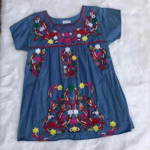 Multi-stitch colorful shirt light denim size medium shirt